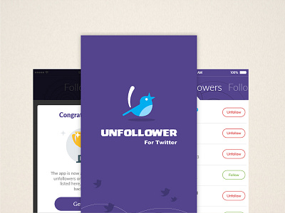 Twitter Unfollower app design follower illustration interface ios iphone mobile twitter ui unfollower web