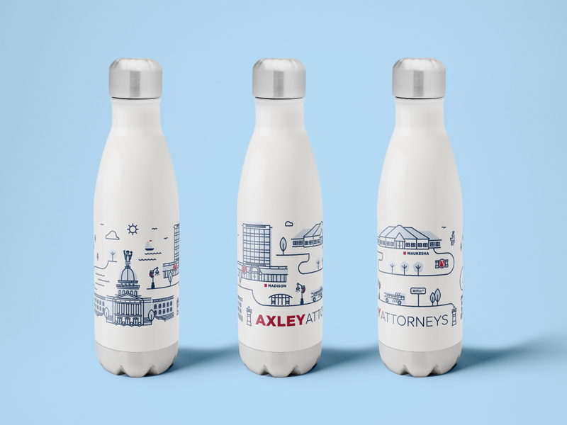 Axley H2go Force capitol attorneys axley law wisconsin waukesha madison water bottle illustration