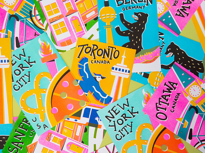 Collectible Memento Postcards berlin brand identity design illustration merchandise new york city nyc ottawa postcard postcards procreate san francisco swag toronto vector
