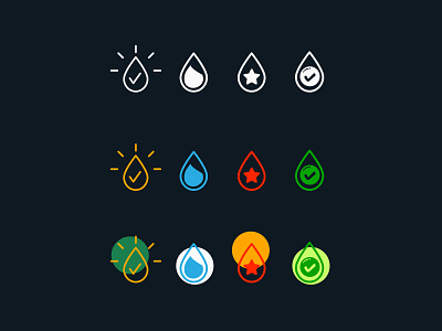 Water Drop Icons artistic artwork branding design graphic iconography illustration kit lineart modern portrait purifer purifer story vector visual art water