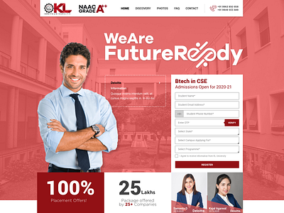 KLU - Website admissions banner cse education educational homepage ui klu klu open tech ui design wearefutureready web design webpage website website design