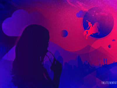 It's all about last night dream! aesthetic artistic digit digital 2d digital art digitalart dream dribbble dribbleshot gradients graphic artist her illustration imagination innovation sheshank siloutte story unicorn visual art