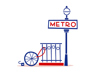 Parisian Metro Station bicycle france illustration metro paris sticker subway theft