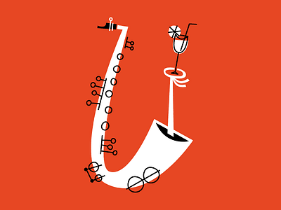 "Well, to be honest, Simon..." #03 cocktail illustration illustrator jazz saxophone