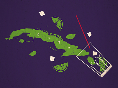 Cuba x Mojito alcohol cocktail cuba havana ice illustration illustrator lime map mint mojito rum