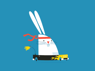 Some kind of ninja bunny driving a lowrider car... bell bunny car design easter flames illustration lowrider motion ninja