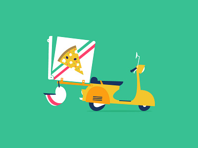 Pizza Scooter delivery fast food food illustration italian italy junk food pizza pizza scooter scooter sticker sticker mule