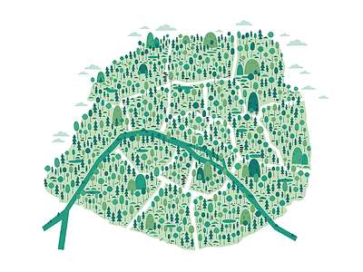 🌲 Paris 🌲 ecologic forest france green illustration illustrator map natural nature paris tree wildlife