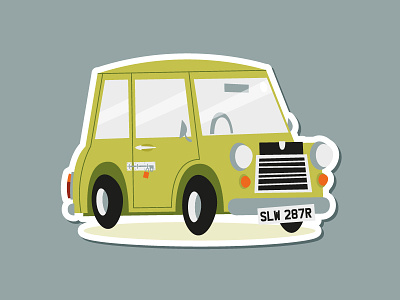 "Mr. Bean's Austin Mini 1000" die-cut sticker! austin austin mini england illustration mini mr bean rebound sticker sticker mule uk