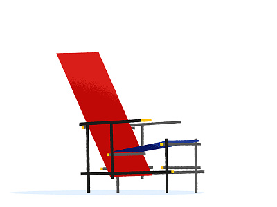 Red and Blue Chair architecture blue chair de stijl design furniture gerrit illustration illustrator red rietveld