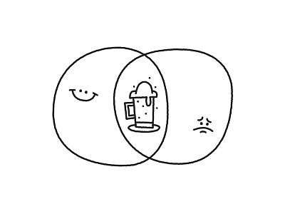 Alcohol: when any excuse is good. alcohol alcoholism beer diagram doodle emotions excuse happiness happy sad sadness venn
