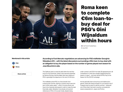 Football article article black blog clean css grid design html typography white