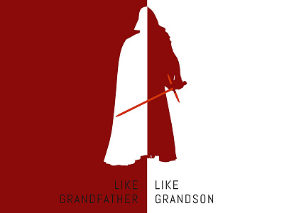 Grandfather poster red silhouette star wars white