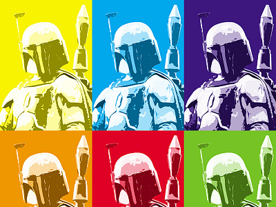 Fett Pop blue boba fett green pop art purple red star wars yellow