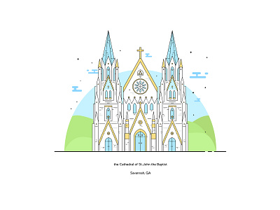 the Cathedral of St.john the Baptist building church city illustration lineillustration linestyle savannah