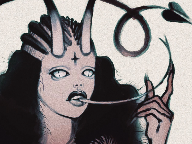 Lady Krampus (detail) krampus feminist illustration card christmas