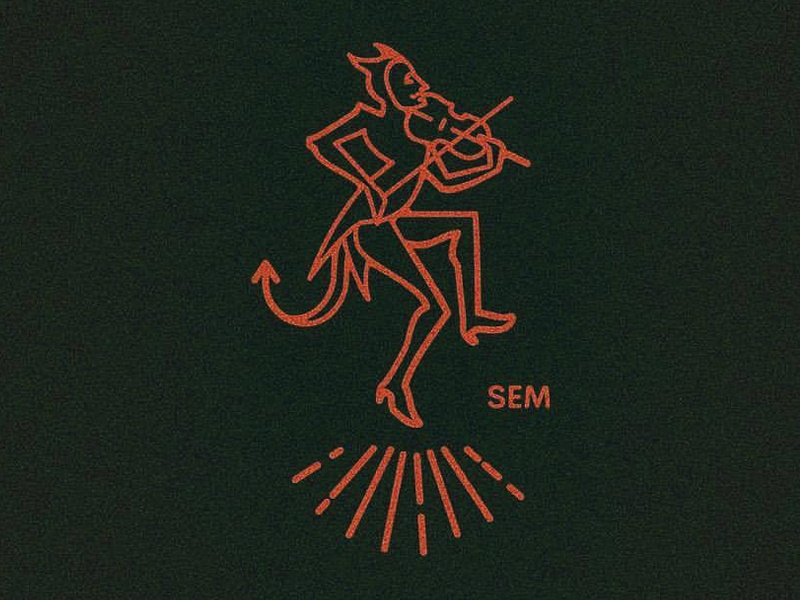 Li'l Debil fiddle dance devil logo mark illustration vector