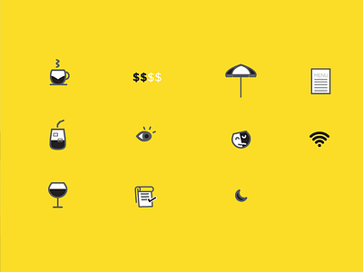 Foodie Icons breakfast dinner entertainment icons lunch menu outdoor price reservations ui view wi fi