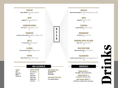 Menu Design beer design drinks food layout menu restaurant