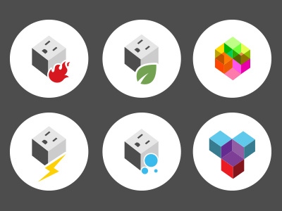 Cube iconography system cable graphic design icons power