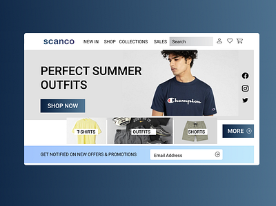 online clothing: landing page design ui