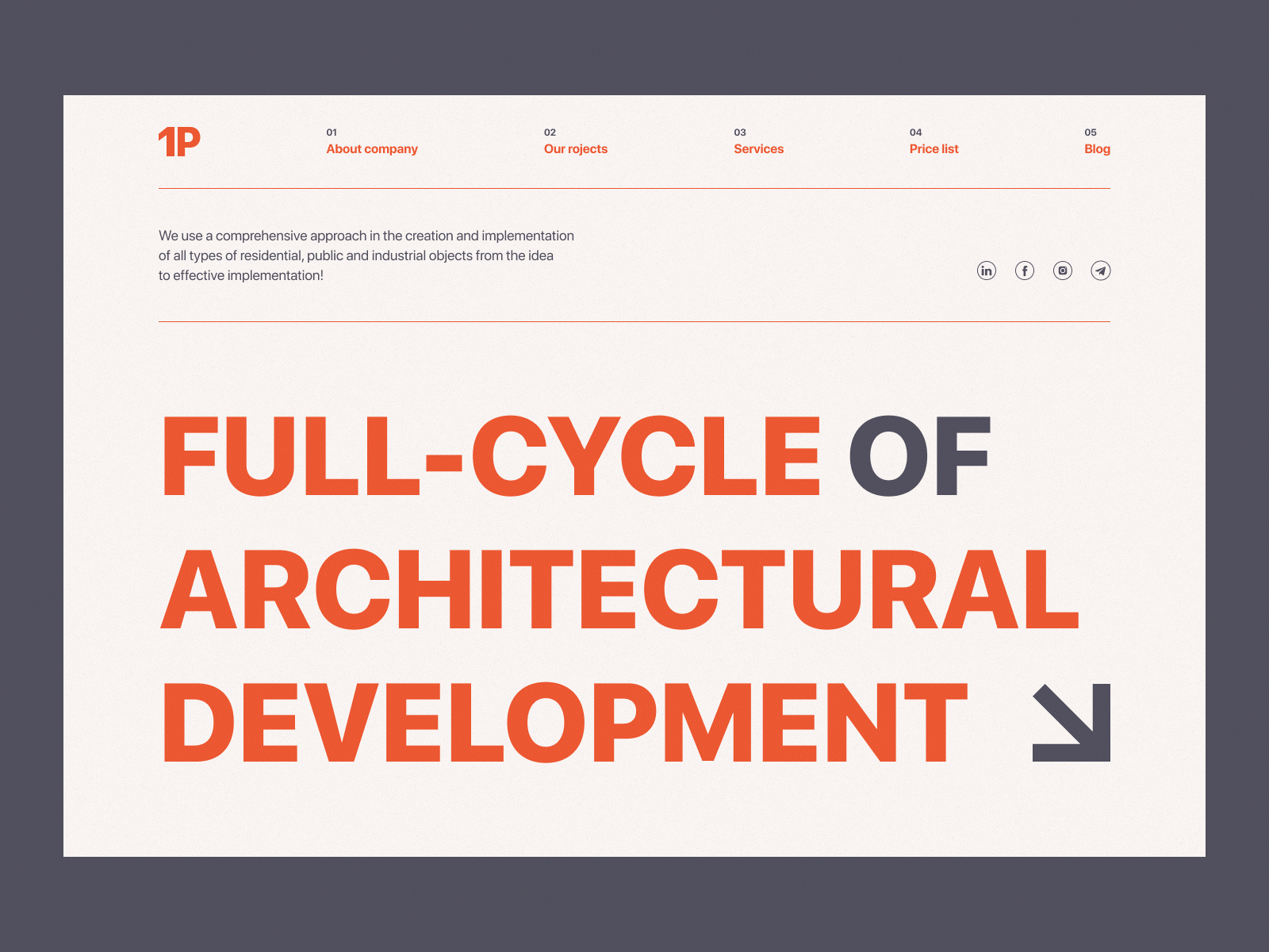 One Project website redesign concept