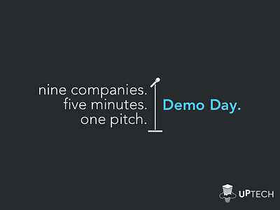 Demoday Promo1 accelerator blue day demo gray mic pitch promo startup uptech white