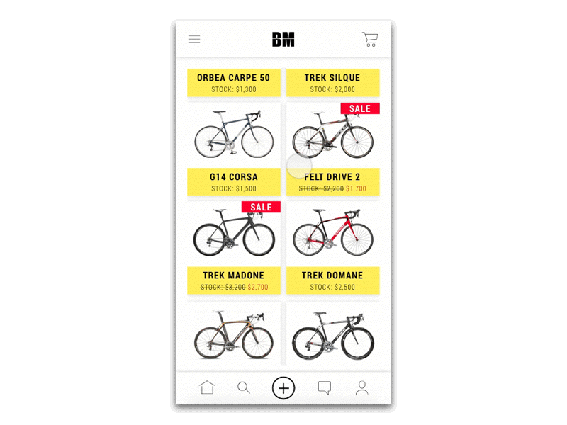 Bike Market animation app bike cycle interaction interaction design market mobile principle road scroll sketch