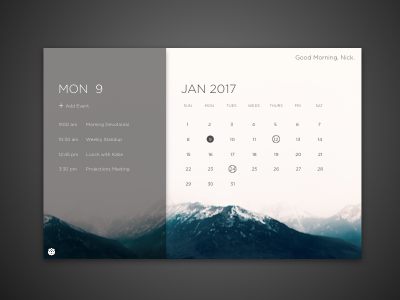 New Year, New Calendar. assistant calendar clean design desktop list minimal mountains planner to do