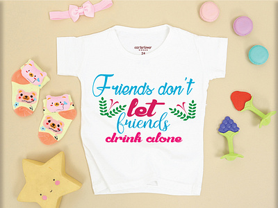 FRIENDS DON`T LET FRIENDS DRINK ALONE T-SHIRT DESIGN branding design illustration logo typography vector