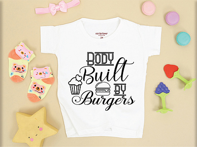 BODY BUILT BY BURGERS T-SHIRT DESIGN branding design illustration logo typography vector