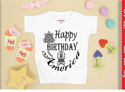 HAPPY BIRTHDAY AMERICA T-SHIRT DESIGN branding design illustration logo typography vector