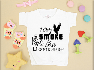 I ONLY SMOKE THE GOOD STUFF T-SHIRT DESIGN branding design illustration logo typography vector