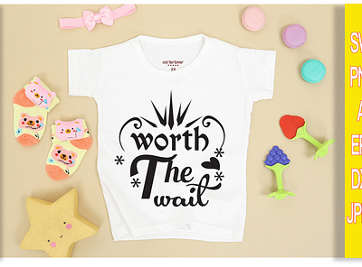 WORTH THE WAIT T-SHIRT DESIGN branding design illustration logo typography vector