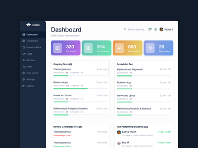Student Analytical Dashboard app concept dashboad ui ux ux design web