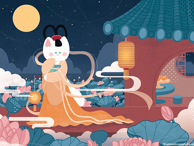 Cat Illustration: Moon Festival