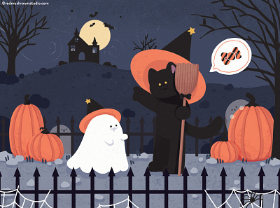 Cat Illustration: Halloween blackcat bookillustration cat ghost halloween illustration illustrator pumpkin spooky trickortreat