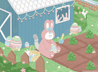 Cat Illustration: Easter bookillustration bunny cat easter easteregg holiday illustration illustrator