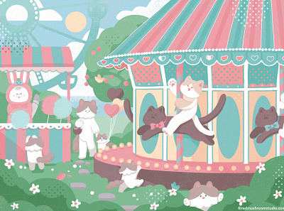 Cat Illustration: Children's Day amusementpark bookillustration cat childrensday holiday illustration illustrator