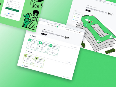 Events web app calendar events green map product design ui web