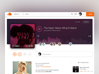 Soundcloud Song Layout / UI Challenge — Week 07 app clean dashboard . play player simple soundcloud ui wave web website