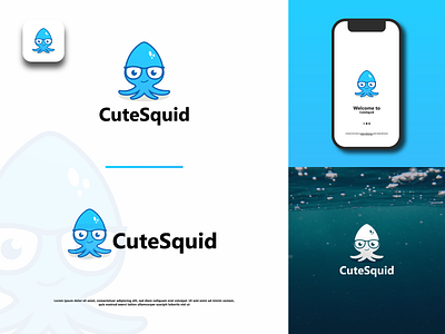 CuteSquid abstract app logo brand identity branding cute design flat graphic design illustration illustrator logo logo design logo maker minimal modern simple squid squid logo unique vector