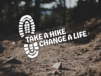 Take A Hike. Change A Life. branding design fundraiser icon logo nonprofit outdoor logo typography