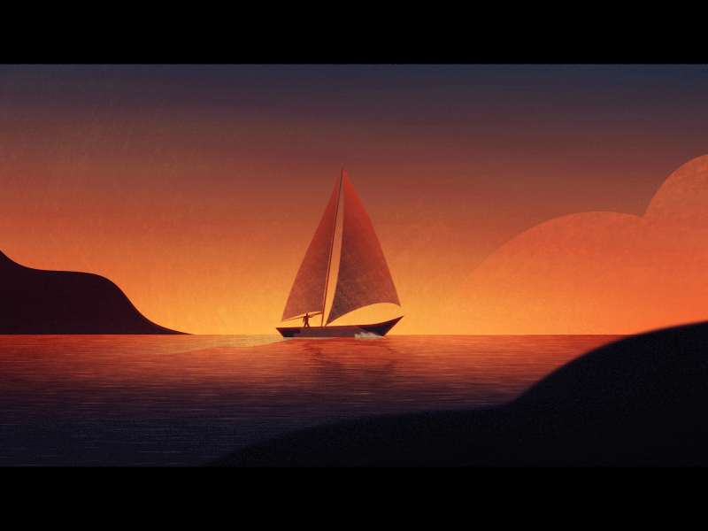 The Sail Boat animation animation after effects art color palette gif animation short story sunset