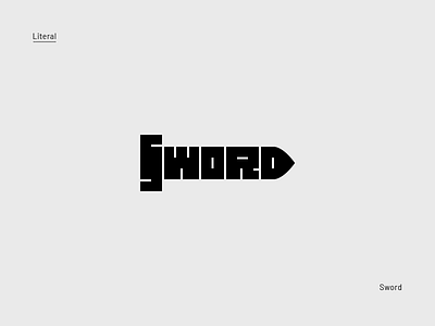 Sword concept letters literal simple sword typography word word play