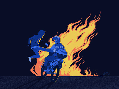 1312 1312 digital illustration fire flames fuego illustration ilustracion llamas police policia polizei procreate