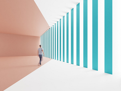 Leading lines 3d colors design illustration minimal render