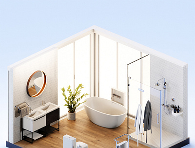 White Minimal Bathroom 3d blender colors design illustration minimal render