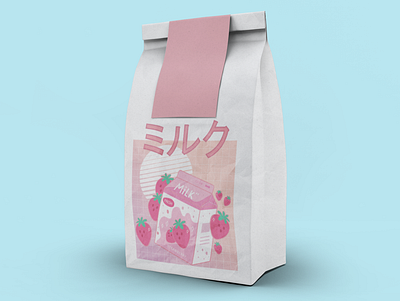 Strawberry Milk Pack illustration kawaii packs strawberry milk