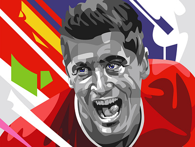 Robert Lewandowski blue colorful football german germany grayscale illustration pink poland polish polsky portrait red robert lewandowski soccer white yellow